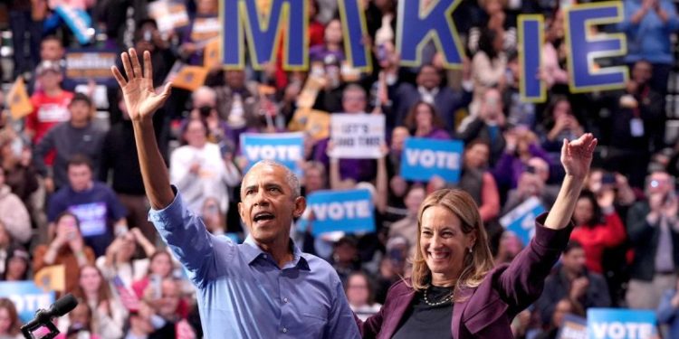 Obama’s presence and Trump’s policies consume 11th hour rally to keep NJ blue